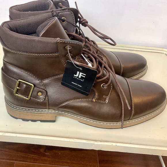 JF J. Ferrar Riverside Brown Comfort Moto Combat Ankle Lace-Up Boot Men's sz 13M - Picture 12 of 13